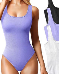 Women's Bodysuits Sexy Ribbed Square Neck Sleeveless Tank Tops Bodysuits