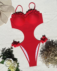 Solid Color Bikini Lace Swimsuit