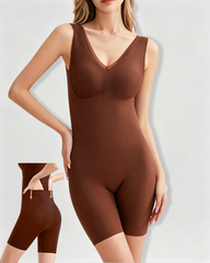 Seamless Back-Open One-Piece Shaping Bodysuit with Built-In Bra