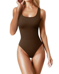 Women's Bodysuits Sexy Ribbed Square Neck Sleeveless Tank Tops Bodysuits