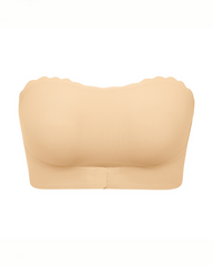 Seamless Wireless Scallop Edge Strapless Front Closure Bra