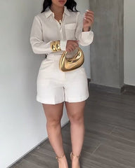 2 Piece Sets For Women Fashion Casual linen Shirts And Shorts