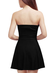 Zip Up Sexy Strapless Party Club Mini Bodycon Dress