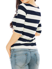 Halloween 3/4 Sleeve T-shirt Casual Boat Neck Slim Fit Tee