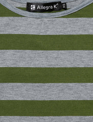 3/4 Sleeve Round Neck Casual Striped T-Shirt