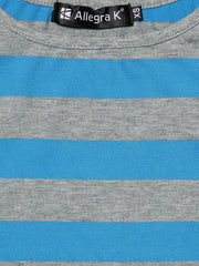 Striped 3/4 Sleeve Round Neck Casual T-Shirt