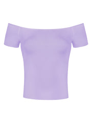 Off Shoulder Short Sleeve Solid Basic Sexy Slim Fit Blouse