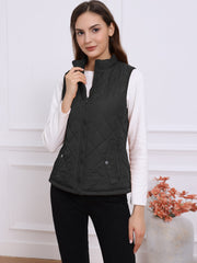 Stand Collar Lightweight Gilet Quilted Zipper Vest