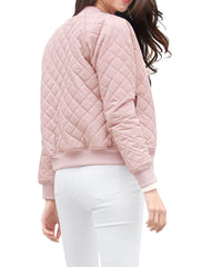 Casual Zip Up Raglan Long Sleeve Quilted Bomber Jacket