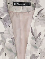 Open Front Floral Work Business Crop Blazer Jacket