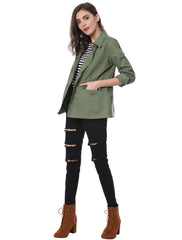 Drawstring Waist Flap Pocket Lightweight Utility Safari Jacket