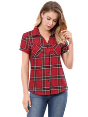 Classic Plaid Button Down Short Sleeve Shirt