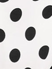 Polka Dots Contrast Peter Pan Collar Top 3/4 Sleeve Blouse Shirt