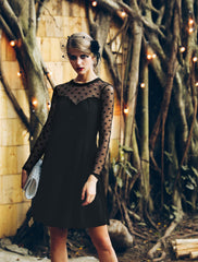 Heart Mesh Sheer Long Sleeve Gothic Cocktail Skater Mini Dress