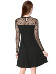 Heart Mesh Sheer Long Sleeve Gothic Cocktail Skater Mini Dress
