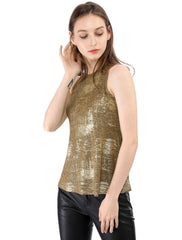 Metallic Sleeveless Shiny Shimmer Party Club Tank Top