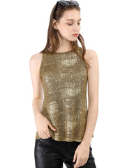 Metallic Sleeveless Shiny Shimmer Party Club Tank Top
