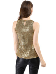 Metallic Sleeveless Shiny Shimmer Party Club Tank Top