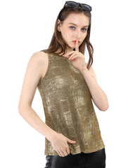 Metallic Sleeveless Shiny Shimmer Party Club Tank Top