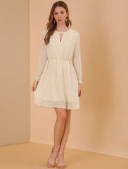 Choker V Neck Flared Gilding Metallic Shiny Star A-Line Dress