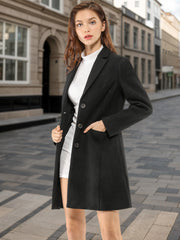 Notched Lapel Single Breasted Outwear Winter Pea Coat