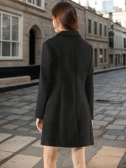 Notched Lapel Single Breasted Outwear Winter Pea Coat