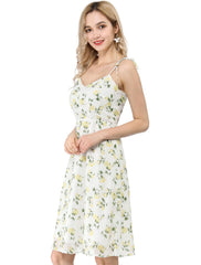 Spaghetti Strap Dress A-Line Smocked Beach Summer Floral Sundress