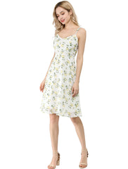 Spaghetti Strap Dress A-Line Smocked Beach Summer Floral Sundress