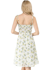 Spaghetti Strap Dress A-Line Smocked Beach Summer Floral Sundress