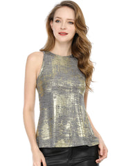 Metallic Sleeveless Shiny Shimmer Party Club Tank Top