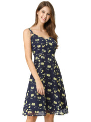 Spaghetti Strap Dress A-Line Smocked Beach Summer Floral Sundress
