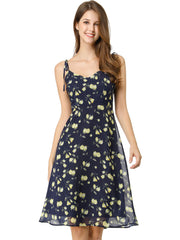 Spaghetti Strap Dress A-Line Smocked Beach Summer Floral Sundress