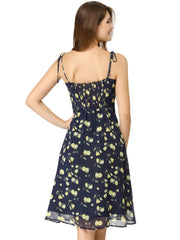 Spaghetti Strap Dress A-Line Smocked Beach Summer Floral Sundress