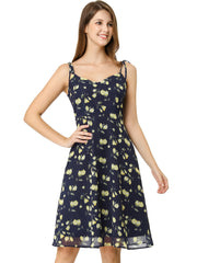 Spaghetti Strap Dress A-Line Smocked Beach Summer Floral Sundress