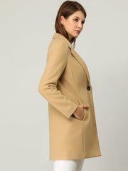 Classic Notched Lapel Long Sleeve Buttoned Coat
