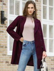 Notched Lapel Double Breasted Outwear Winter Long Coat