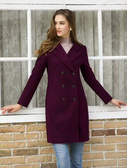 Notched Lapel Double Breasted Outwear Winter Long Coat
