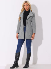 Classic Stand Collar Long Sleeve Belted Winter Coat