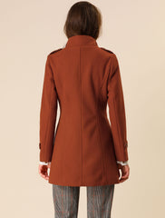Stand Collar Double Breasted Trendy Belted Winter Coat