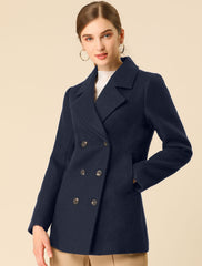 Long Sleeve Double Breasted Button Winter Outerwear Pea Coat