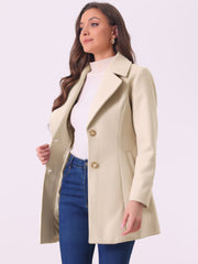 Elegant Notched Shawl Collar Single Breasted Winter Long Coat
