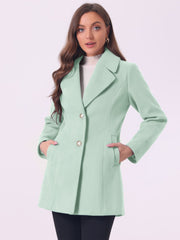 Elegant Notched Shawl Collar Single Breasted Winter Long Coat