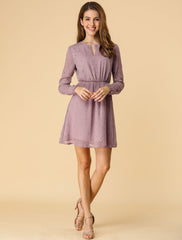 Choker V Neck Flared Gilding Metallic Shiny Star A-Line Dress