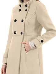 Stand Collar Double Breasted Slant Pockets Trendy Outwear Winter Coat