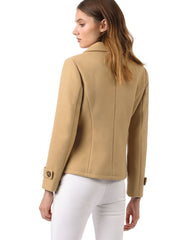 Winter Notched Lapel Double Breasted Short Pea Coat