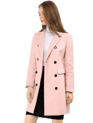 Winter Long Sleeve Notched Lapel Double Breasted Trench Coat