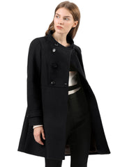 Stand Collar Double Breasted Slant Pockets Trendy Outwear Winter Coat