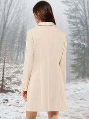 Notched Lapel Single Breasted Outwear Winter Pea Coat
