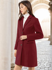 Notched Lapel Single Breasted Outwear Winter Pea Coat
