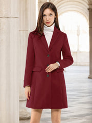 Notched Lapel Single Breasted Outwear Winter Pea Coat